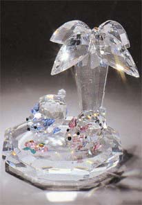 Picture of Asfour Crystal 639-1 3.26 L x 3.03 H in. Crystal Cats Under Palm Animals Figurines
