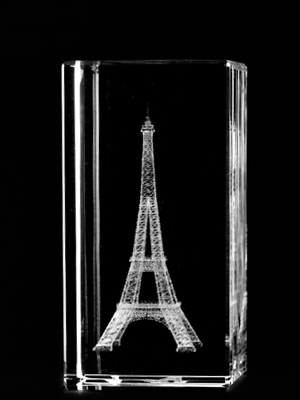 Picture of Asfour Crystal 1159-100-23 4 L x 2 H x 2 W in. Crystal Laser-Engraved Eiffel Tower Monuments Laser-Cut