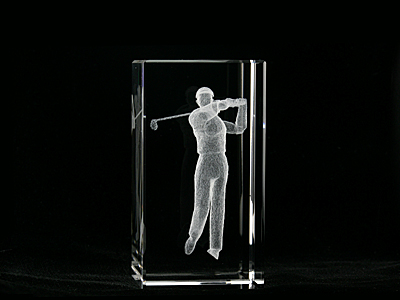 Picture of Asfour Crystal 1159-100-37 4 L x 2 H x 2 W in. Crystal Laser-Engraved Golfer Sports Laser-Cut