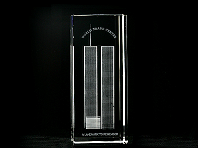 Picture of Asfour Crystal 1159-120-115 4.75 L x 2 H x 2 W in. Crystal Laser-Engraved World Trade Center Monuments Laser-Cut