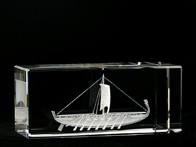 Picture of Asfour Crystal 1159-120-36 4.75 L x 2 H x 2 W in. Crystal Laser-Engraved Pharaonic Ship Ancient Egypt Laser-Cut