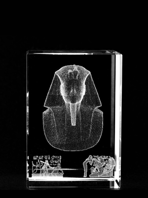 Picture of Asfour Crystal 1159-70-03 2 L x 2.75 H x 2 W in. Crystal Laser-Engraved King Tut Ancient Egypt Laser-Cut
