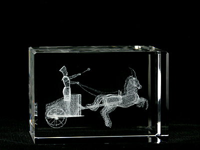 Picture of Asfour Crystal 1159-70-08 2 L x 2.75 H x 2 W in. Crystal Laser-Engraved Ramses Chariot Ancient Egypt Laser-Cut