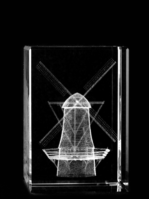 Picture of Asfour Crystal 1159-70-69 2 L x 2.75 H x 2 W in. Crystal Laser-Engraved Windmill Miscellaneous Laser-Cut