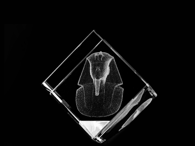 Picture of Asfour Crystal 1160-50-03 2 L x 2 H x 2 W in. Crystal Laser-Engraved King Tut Ancient Egypt Laser-Cut