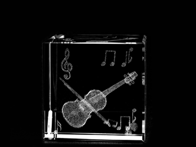 Picture of Asfour Crystal 1161-50-26 2 L x 2 H x 2 W in. Crystal Laser-Engraved Violin Music Laser-Cut