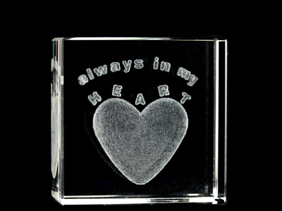 Picture of Asfour Crystal 1162-50-40 2 L x 2 H x 1 W in. Crystal Laser-Engraved Always In My Heart Love & Hearts Laser-Cut