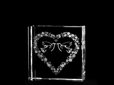 Picture of Asfour Crystal 1162-60-83 2.4 L x 2.4 H x 1 W in. Crystal Laser-Engraved Together Forever Love & Hearts Laser-Cut