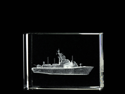 Picture of Asfour Crystal 1162-70-30 2.75 L x 2 H x 1 W in. Crystal Laser-Engraved Battleship Military Laser-Cut