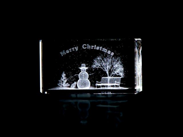 Picture of Asfour Crystal 1165-70-89 1.6 L x 2.75 H x 1.6 W in. Crystal Laser-Engraved Merry Christmas Holiday Laser-Cut