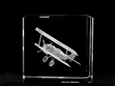 Picture of Asfour Crystal 1166-60-31 2.4 L x 2.4 H x 2.4 W in. Crystal Laser-Engraved Biplane Transportation Laser-Cut