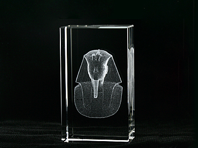Picture of Asfour Crystal 1168-100-03 2.4 L x 4 H x 1.4 W in. Crystal Laser-Engraved King Tut Ancient Egypt Laser-Cut