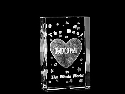 Picture of Asfour Crystal 1168-100-122 2.4 L x 4 H x 1.4 W in. Crystal Laser-Engraved Best Mum Love & Hearts Laser-Cut