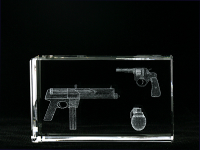 Picture of Asfour Crystal 1168-100-35 2.4 L x 4 H x 1.4 W in. Crystal Laser-Engraved Weapons Military Laser-Cut