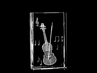 Picture of Asfour Crystal 1168-100-26 2.4 L x 4 H x 1.4 W in. Crystal Laser-Engraved Violin Music Laser-Cut