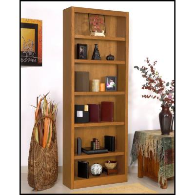 Single Wide Bookcase, Dry Oak Finish 6 Shelves