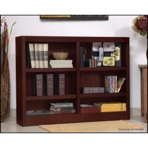 Double Wide Bookcase- Cherry Finish 6 Shelves