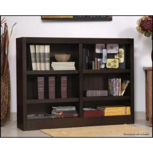 Double Wide Bookcase- Espresso Finish 6 Shelves