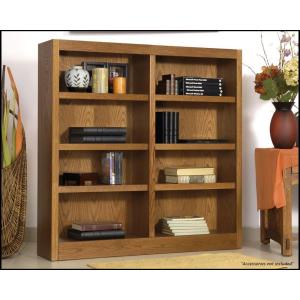 Double Wide Bookcase, Dry Oak Finish 8 Shelves