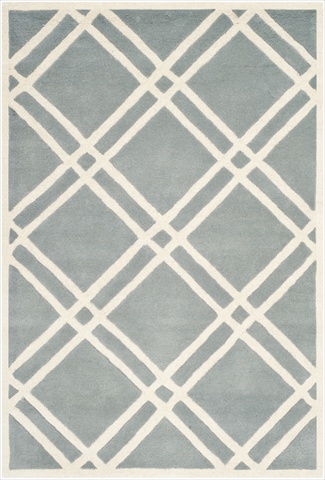 Picture of Safavieh CHT740B-5 5 Ft. x 8 Ft. Rectangle- Contemporary Chatham Blue And Ivory Hand Tufted Rug