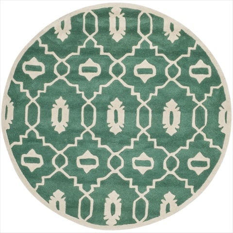 CHT745T-5R 5 Ft. x 5 Ft. Round- Contemporary Chatham Teal And Ivory Hand Tufted Rug -  Safavieh