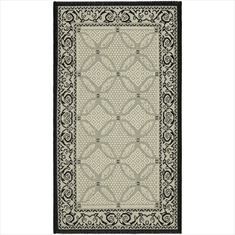 Picture of Safavieh CY1502-3901-2 2 Ft. x 3 Ft. - 7 In. Accent- Indoor - Outdoor Courtyard Sand And Black Machine Made Rug