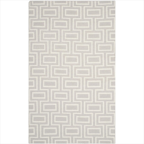 Picture of Safavieh DHU562B-8 8 ft. x 10 ft. Large Rectangle Contemporary Dhurries- Grey and Ivory- Hand Woven Rug