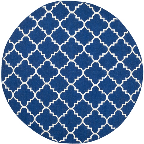 Picture of Safavieh DHU566A-4R 4 ft. x 4 ft. Round Contemporary Dhurries- Dark Blue- Hand Woven Rug