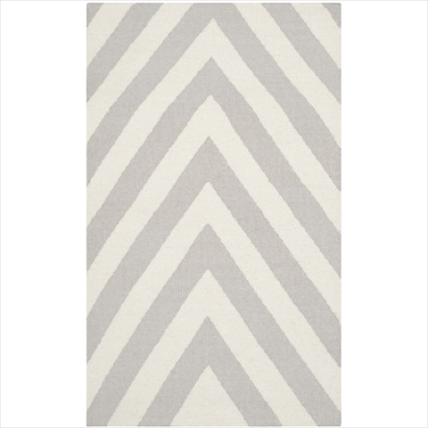 Picture of Safavieh DHU568B-3 3 ft. x 5 ft. Small Rectangle Contemporary Dhurries- Grey and Ivory- Hand Woven Rug