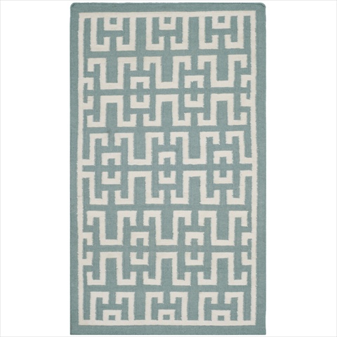 Picture of Safavieh DHU621A-3 3 ft. x 5 ft. Small Rectangle Contemporary Dhurries- Seafoam and Ivory- Hand Woven Rug