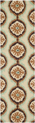 Picture of Safavieh FRS486C-28 2 ft. - 3 in. x 8 ft. Runner- Indoor - Outdoor Four Seasons Beige And Green Hand Hooked Rug