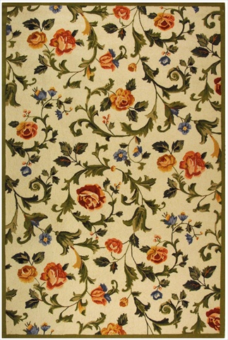 Picture of Safavieh HK310A-2 1 ft. - 8 in. x 2 ft. - 6 in. Accent&#44; Country & Floral Chelsea Ivory Hand Hooked Rug