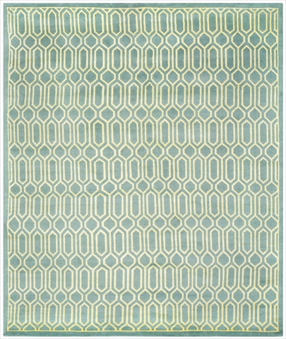 MOS150A-8 8 x 10 ft. Large Rectangle Traditional Mosaic Aqua & Light Gold Hand Knotted Rug -  Safavieh