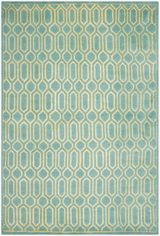 MOS150A-9 9 x 12 ft. Large Rectangle Traditional Mosaic Aqua & Light Gold Hand Knotted Rug -  Safavieh