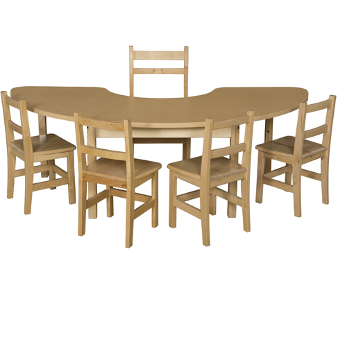 2476HCRCHPL22 Half Circle High Pressure Laminate Table With Hardwood Legs- 22 In.
