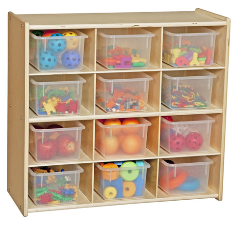 Picture of Contender C16121F Contender Baltic Birch 12-Cubby Storage Unit With Clear Tubs-Assembled