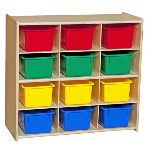 Picture of Contender C16123 Contender Baltic Birch 12-Cubby Storage Unit With Colorful Tubs-Rta