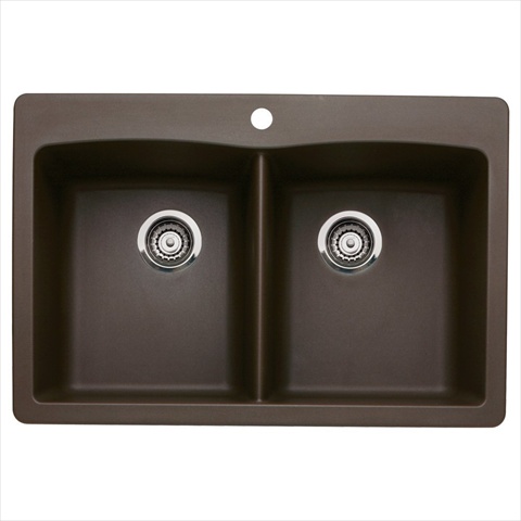 440218 Diamond Equal Double Bowl Silgranit II Drop-In Kitchen Sink - Cafe Brown -  Blanco