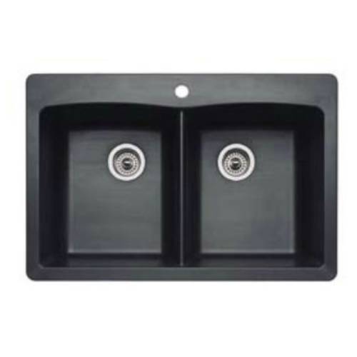Picture of Blanco 441466 Silgranit II Diamond Drop-In Equal Double Bowl Kitchen Sink - Cinder