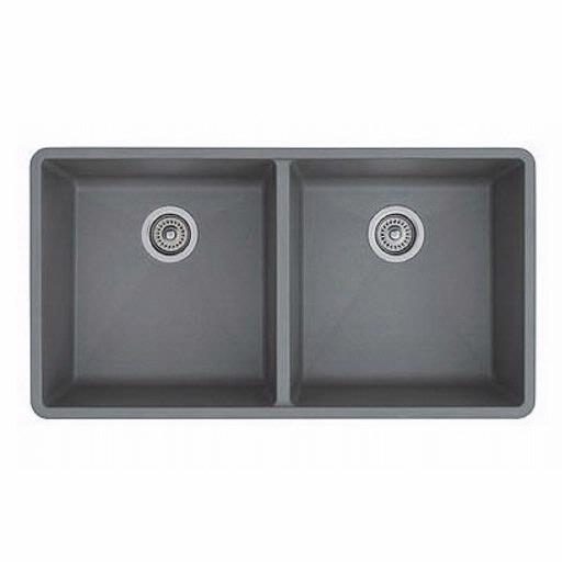 Picture of Blanco 516319 Precis 16 in. Equal Double Bowl Silgranit Undermount Kitchen Sink - Metallic Gray