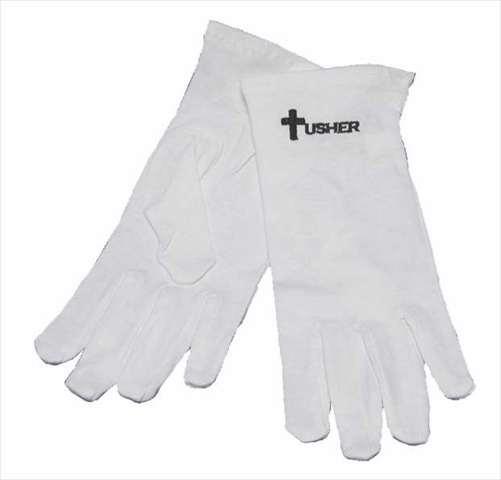 150427 Gloves - Usher With Cross White Cotton Extra Large