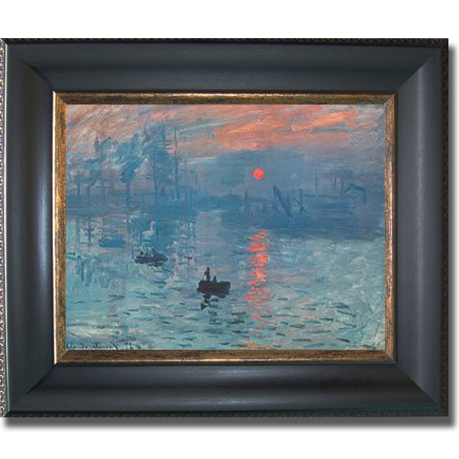 Picture of Artistic Home Gallery 1114647BG Impression Sunrise by Claude Monet Premium Black & Gold Framed Canvas Wall Art