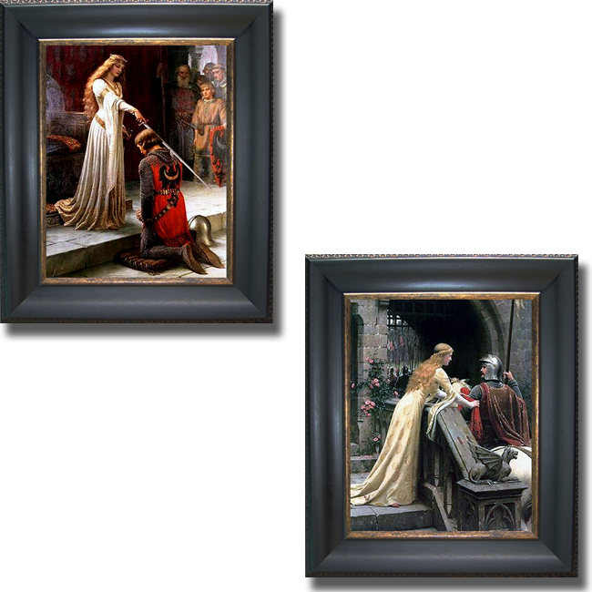 Picture of Artistic Home Gallery 1114667BG The Accolade & Godspeed by Leighton Premium Black & Gold Framed Canvas Wall Art Set - 2 Piece