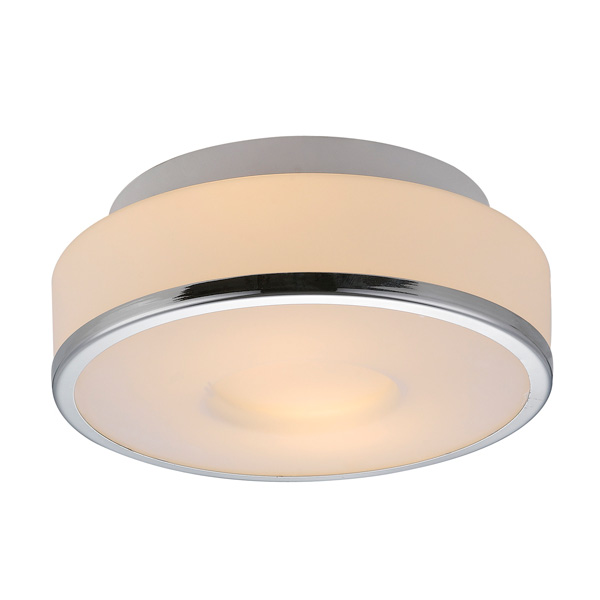 B4001 2 Blubs Lynch Drum Pendant, Chrome & White