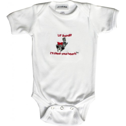 2WSSOR-36 White Short Sleeve One Piece - Raccoon- 3-6 months