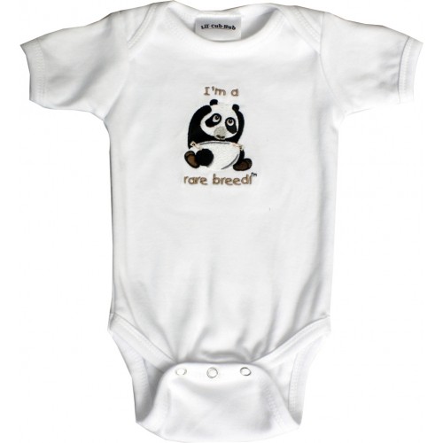 3WSSOP-612 White Short Sleeve One Piece - Panda- 6-12 months
