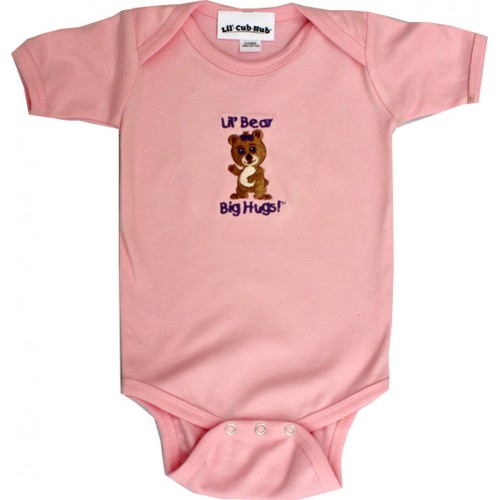5CSSOGBP-612 Pink Short Sleeve One Piece - Girl Bear- 6-12 months