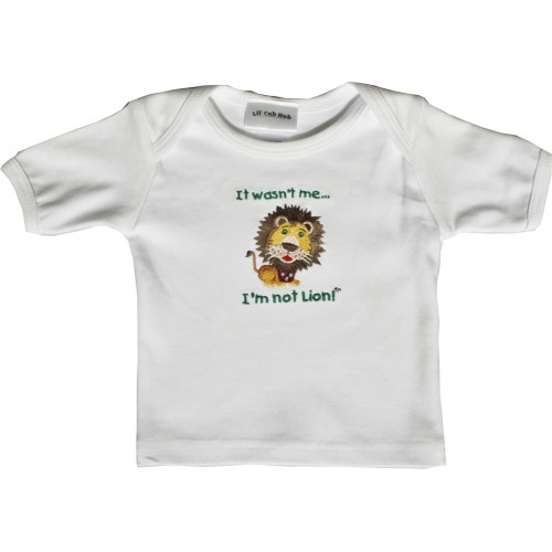 1WSSTL-612 White Short Sleeve T-Shirt - Lion- 6-12 months -  Lil Cub Hub, 1WSSTL_612