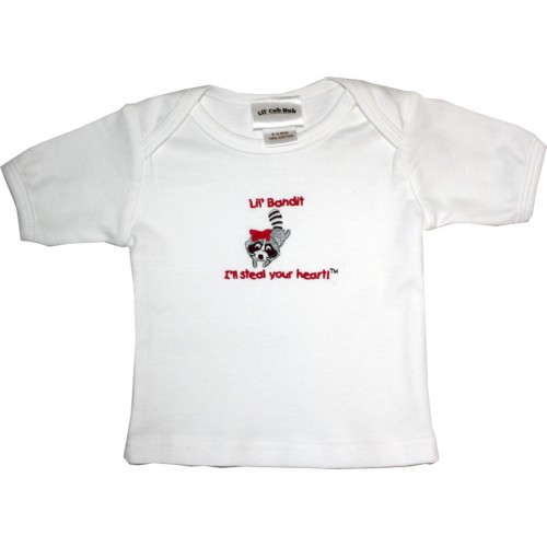 2WSSTR-1824 White Short Sleeve T-Shirt - Raccoon- 12-18 months