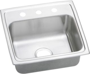 Picture of Elkay PSR19183 Gourmet Pacemaker Stainless Steel 19 x 18 x 7.125 in. Single Bowl Top Mount Kitchen Sink - 3 Faucet Holes